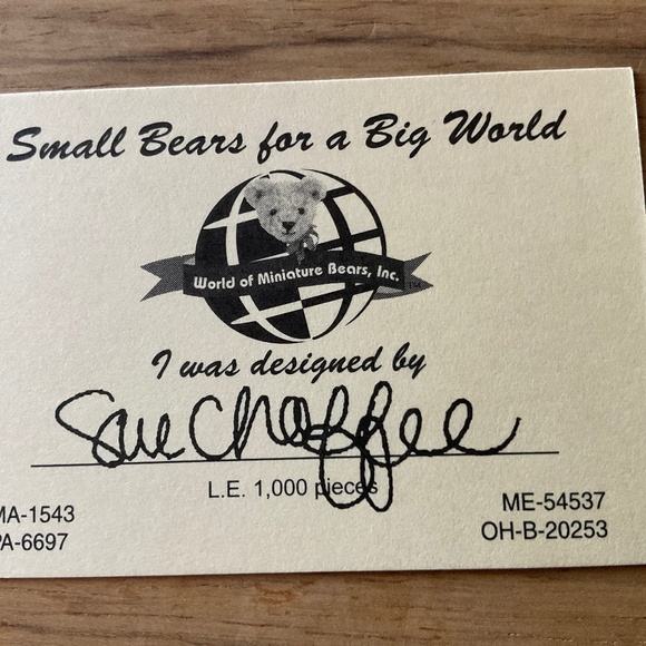 World of Miniature Bears Plush Ferret #992-W with Certificate of Authenticity - Picture 7 of 7